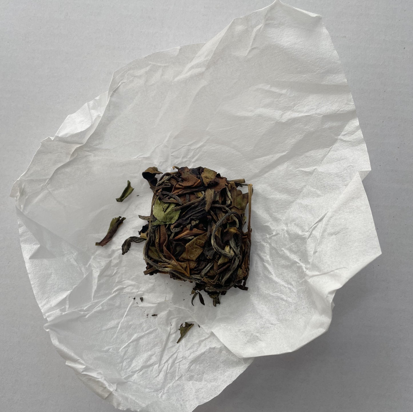 Winter white tea cake - dried leaf