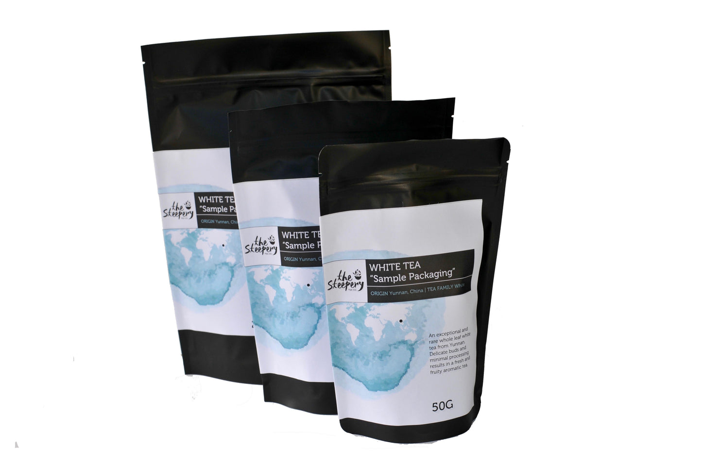 White Tea Stand Up Pouch sample